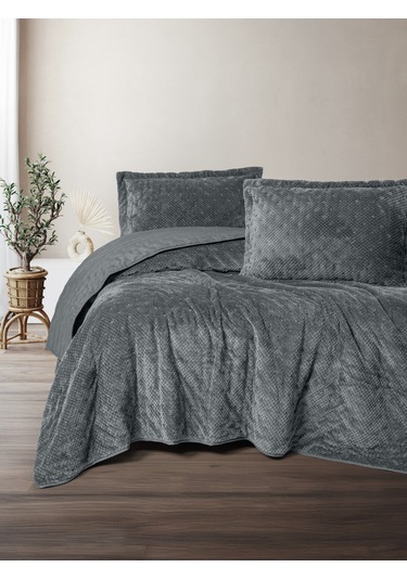 Cotton Box Softnest Çift Kişilik Yatak Örtüsü Boleta Koyu Gri Koyu Gri
