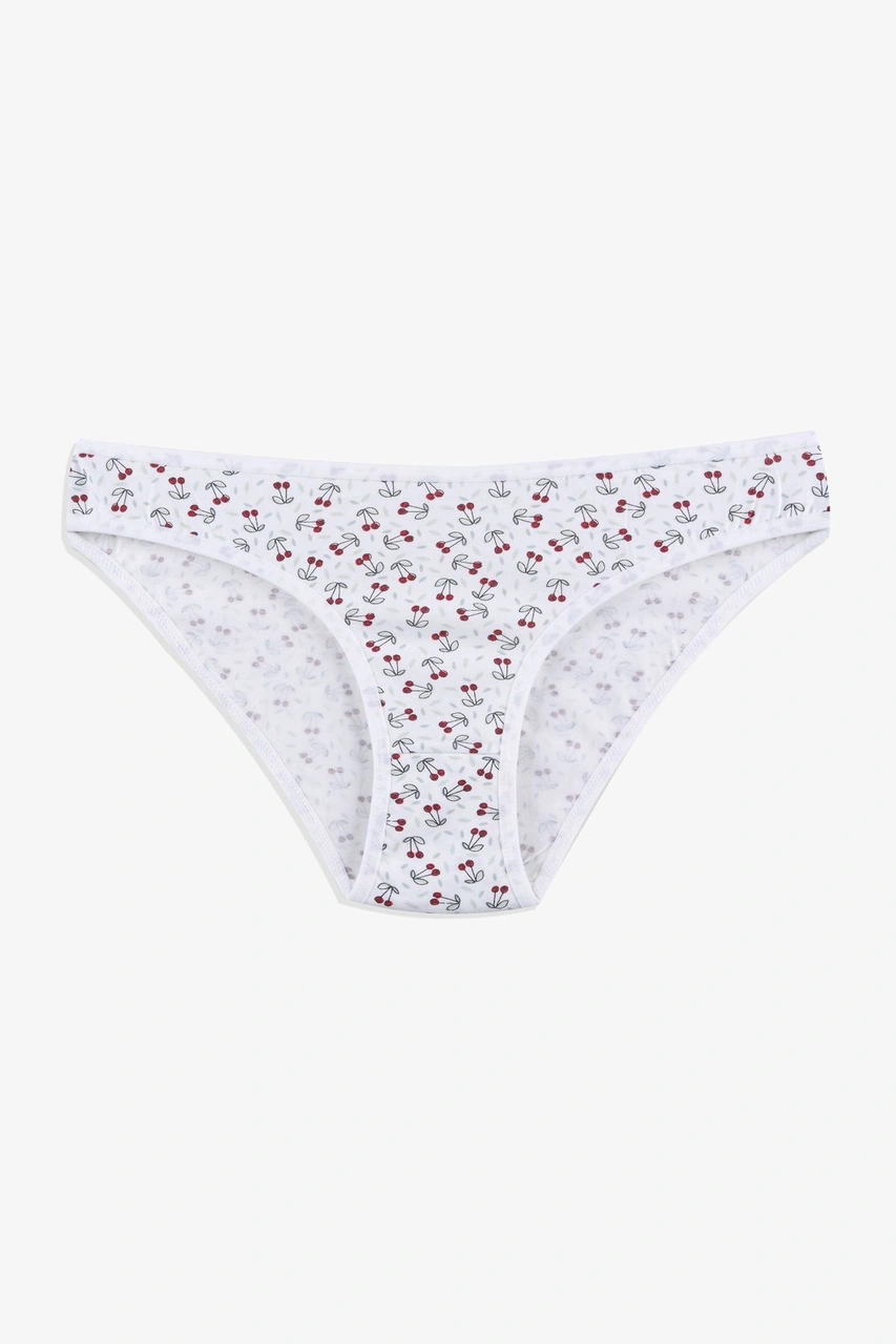 Kadın 3'lü Pamuklu Basic Külot 11040 Yeşil - Beyaz