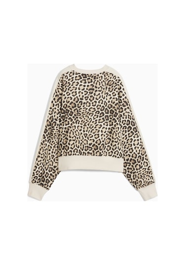 Puma T7 Leopard Kadın Krem Sweatshirt 632136-91 Krem