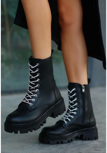 Jinox Siyah Cilt Bağcıklı Bot Çok Renkli