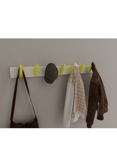 Hepsi3boyutlu Modern Duvar & Kapı Kanca Askılık - 7 Adet Sarı Kanca Askılık - Model No : 5 Sarı