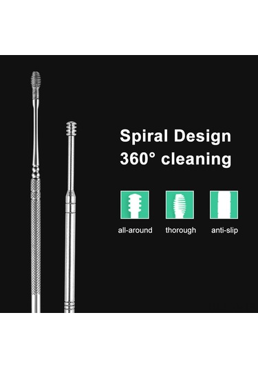 Yifomall 6 Parça Kulak Bakım Seti - Paslanmaz Çelik Kulak Temizleme Kaşığı Ve Fırçası İle Hijyenik Kulak Bakımı