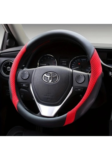 Chuangyinshop For Toyota Uyumlu 803 Black And Red Pu Deri Direksiyon Kılıfı Anti Kaygan Nefes Alabilir Spor Tasarım 803-siyah Ve Kırmızı