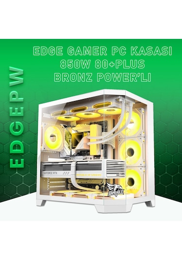 Gameagle EDGELPW Edge 7 Argb Fanlı Gamer Pc Kasası 850w 80+ Plus Bronz Power'lı Beyaz