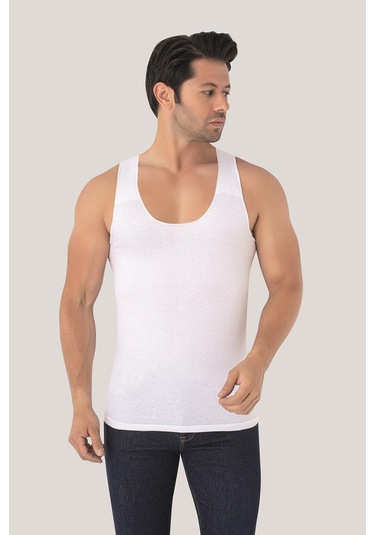 Erkek İz Bırakmayan Dikişsiz Atlet Beyaz %100 Pamuk Penye 2'li Paket Beyaz