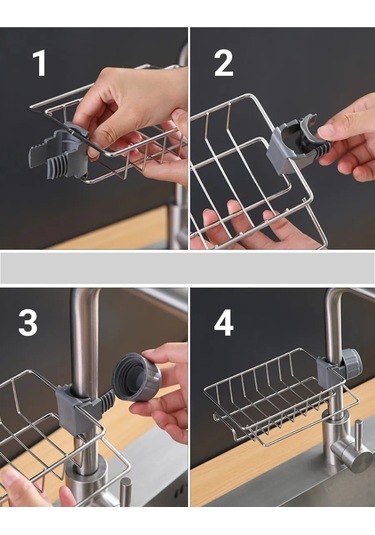 Musluklar İçin Sünger Tutucu Mutfak Organizatörü 386640308 Gri