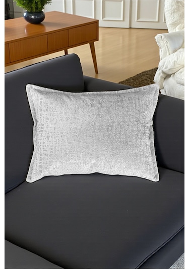 Kırlent İthal Kadife Kumaş - 35x50cm Yumuşak Dokulu Dekoratif Özel Tasarım Kırlent Kılıfı Beyaz