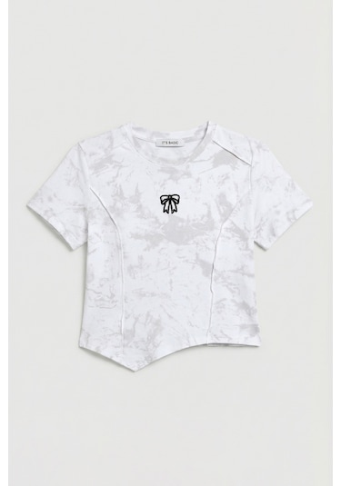 Itsbasic Kadın Beyaz W5 Özel Kumaş Elastan Crop Top