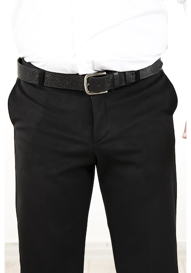 Neowit Erkek İçi Polarlı Yan Cep Klasik Kesim Kadife Pantolon Siyah