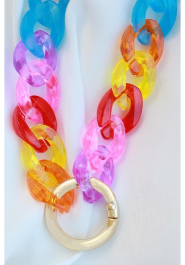 Renkli Kalın Zincir Kolye Çok REnkli