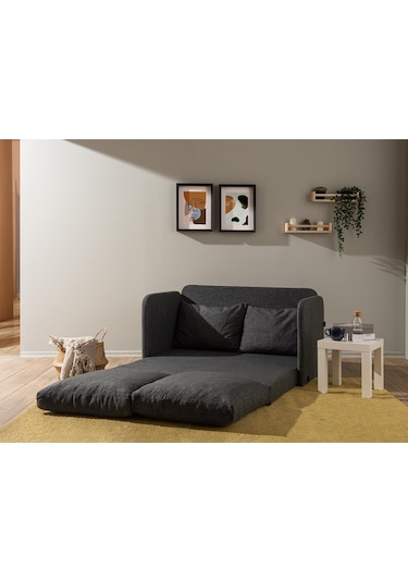 Pafu Saga İkili Katlanır Yataklı Koltuk Keten Koyu Gri