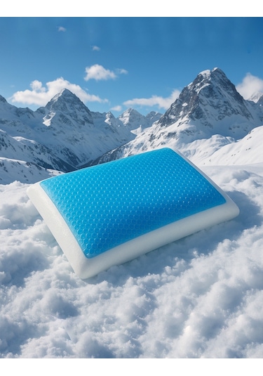 Klimalı, Soğutucu Jelli Ortopedik %100 Visco Yastık Yıkanabilir Kılıf Çantalı 60x40x15cm Beyaz