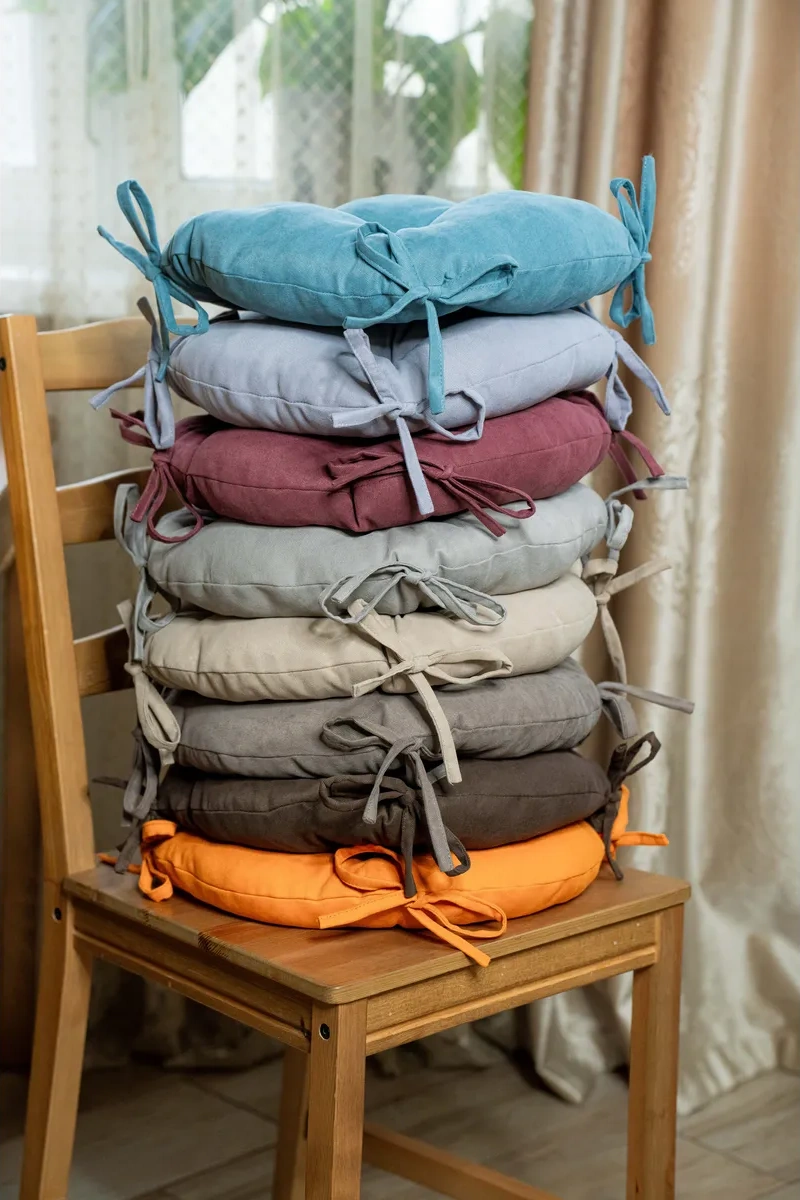 Slavica Sandalye Ve Tabure İçin Yuvarlak Yastık 35x35 Cm 2'li Set 190310402 Gri-kahverengi