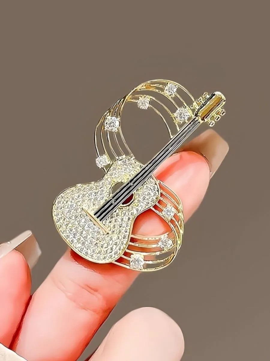 Fashion Jewelry Gitar Broş 309998461 Altın Rengi