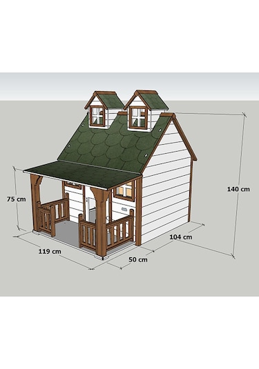 Mandu Ultra Lüks Ahşap Evi Köpek Kulübesi 120 x 132 x 103 CM