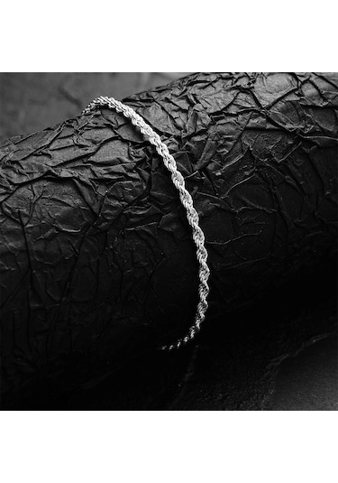 İpek Silver 925 Ayar Gümüş Halat Zincirli Erkek Bileklik Gümüş