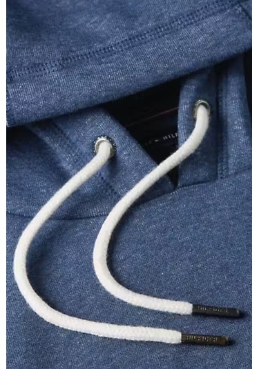 Erkek Kapüşonlu Logo Baskılı Sweatshirt - Mavi Aegean Sea Heather