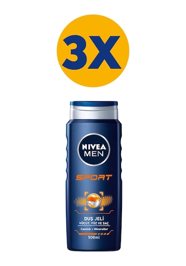 Nivea Men Sport Vücut Yüz ve Saç Duş Jeli 3 x 500 ML