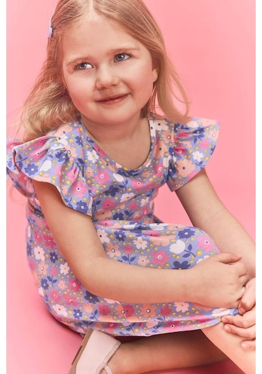 Defacto Desenli Askılı Elbise Kız Bebek H2176a526smbe554 Mavi-be554