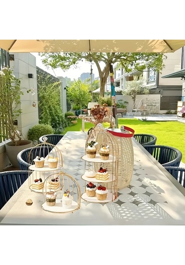 Fochsia Mumm Hiboux Altın Tek Katlı Zarif Pasta Standı Çay Partisi Ve Hediyelik