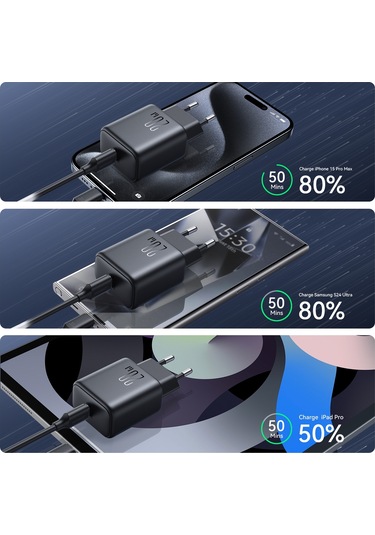 Joyroom Jr-tcf20 Pd20w Usb-c / Type-c Bağlantı Noktası Şarj Cihazı, Fiş:ab Fişi Siyah
