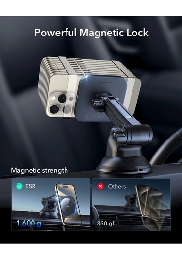 15w Qi2 Kablosuz Araç Şarj Cihazı Halolock - Siyah