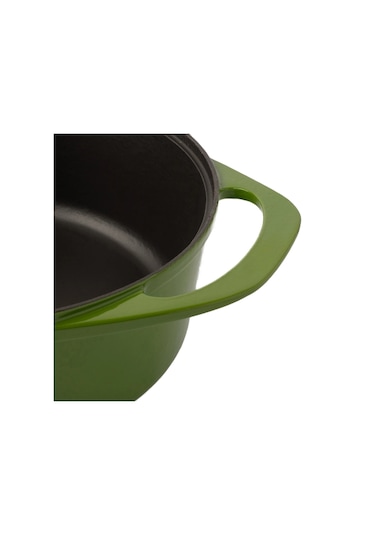 Pot Art Parlak Yeşil Yuvarlak Derin Döküm Tencere 28 Cm 5,6 Lt Yeşil