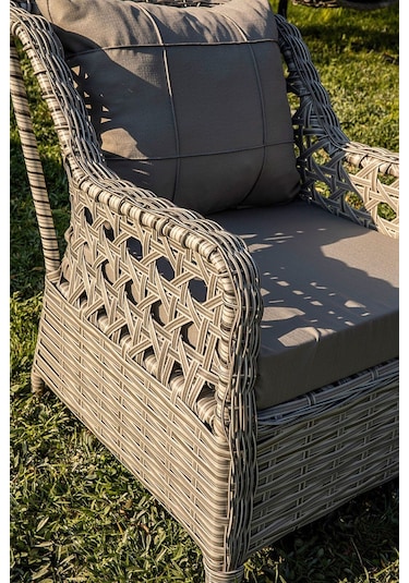 Btkconsept Oscar Rattan Bahçe Mobilyasi 3+1+1 Masali Gri