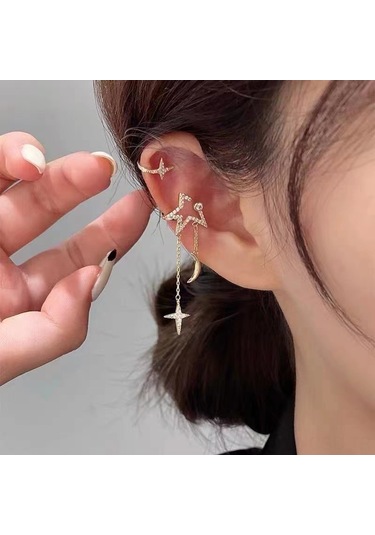 Samdoo Altın Renkli Haç Desenli Tassellı Sansürsüz Küpe, Minimalist Ins Stil, Gövde Dostu, Kolay Kullanıma Uygun, Gelişmiş Görünüm, Sertifikalı Kalite Gold