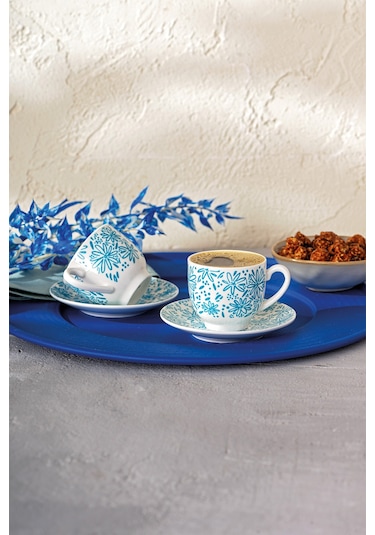 Emsan Deep Azur New Bone 2 Kişilik Kahve Fincan Takımı 90 Ml Mavi Mavi