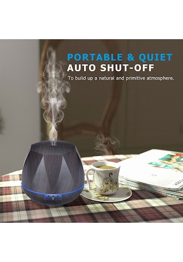 Cbtx Elmas Ahşap Tahıl Uzaktan Kumanda Ultrasonik Nemlendirici Aromaterapi Makinesi Led Işıklı Otomatik Alkol Püskürtücü, Kapasite: 400 Ml, Ab Tak Koyu Ahşap Rengi