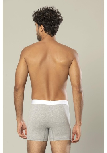 Erdem Gri Melanj Pamuk Elastan Uzun Boxer 1417 Gri Melanj