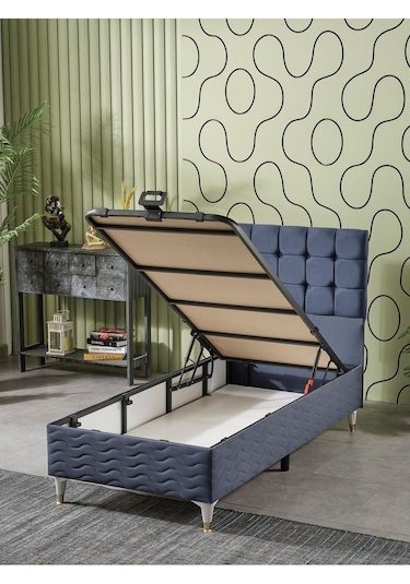 Beehanem Bengü 90x190 Tek Kişilik Baza Başlik Yatak 3 Lü Set Indigo Babyface Indigo 120 X 200