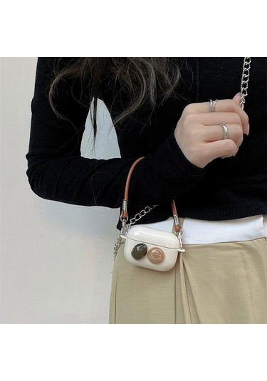 Apple Airpods 3. Nesil İle Uyumlu Kılıf Kalp Leopar Taş Kiraz Desenli Fiyok Tutmalı Kılıflar Yeşil