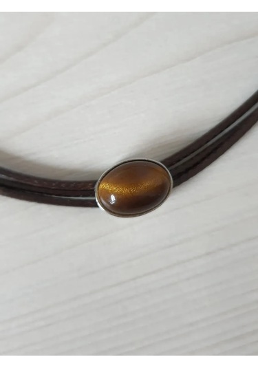 Proshik Kahverengi Taşlı Choker Kolye Seti 2 Adet 321031771