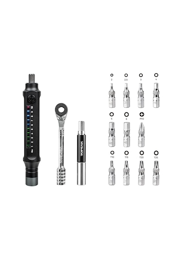 Topeak E-torqbar Elektronik Tork Anahtarı Çantalı+1-10nm +10 Farklı Uç Tt2623 Siyah
