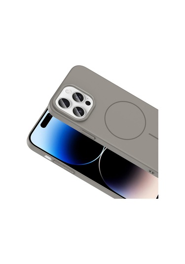 Ardemix İphone Uyumlu 14 Pro Max Kılıf Magsafe Şarj Özellikli Ruby Silikon Kapak - Mürdüm Şeffaf