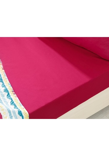 Tek Kişilik Lastikli Kumaş Çarşaf Fuşya