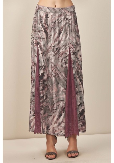 Kloş Gri Desenli Etek Gri