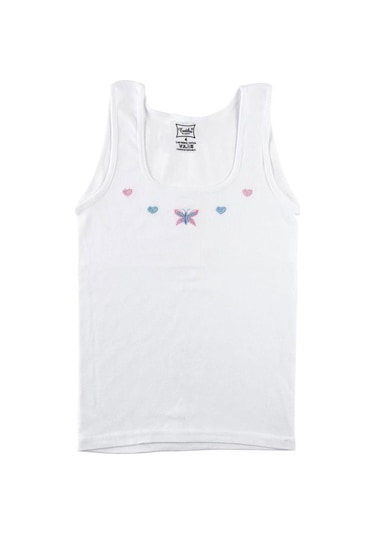 Tutku Kız Çocuk Geniş Askı İşlemeli Atlet 0166 6'lı Paket Beyaz