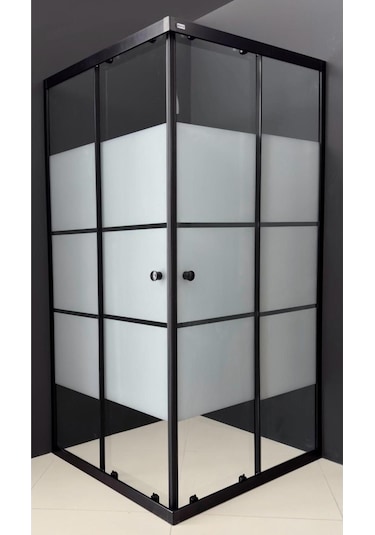 Durul Duşakabin Kare Siyah Kumlama Box Desen Siyah