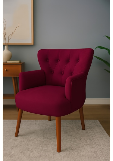 Roma Berjer - Modern Tekli Koltuk - Babyface Kumaş - Bordo