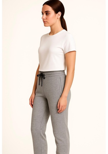 Axxel Kadın Gri Melanj Büyük Beden 3 İplik Şardonlu Eşofman Altı-p2021 Gri