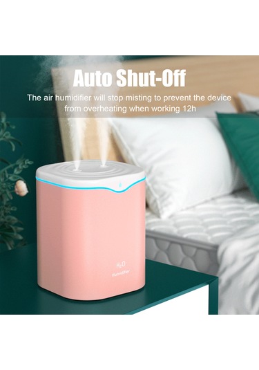 Leezsing 2l Çift Sprey Nemlendirici Serin Mist Otomatik Kapatma Nemlendirici Led Işık İle Taşınabilir Masaüstü Nemlendirici