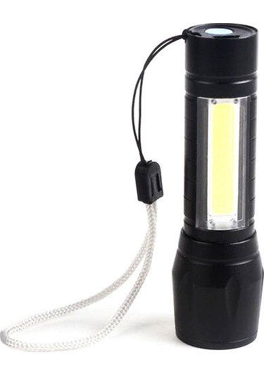Mini Çok Güçlü Şarjlı El Feneri Xpe Cob Led Watton Wt 030 Siyah