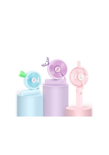 Usb Elektrikli Fan Taşınabilir Pembe Kulak İle Şarj Karikatür El 6152 Pembe