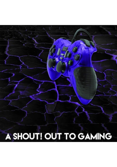 Pc Uyumlu Usb Dual Shock Titreşimli Joystick Oyun Kolu-cfl-2586 Mavi