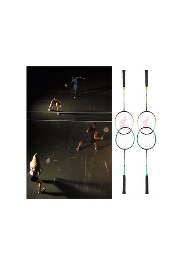 Geeksen Yeşil Karbon Fiber Badminton Raketi Seti 2 Kişilik - Taşınabilir Çanta İçeren Hafif Ve Dayanıklı Spor Aleti