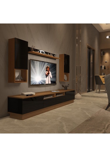 Decoraktiv Trendstyle 5220das Slm Tv Ünitesi Tv Sehpası Ceviz - Siyah
