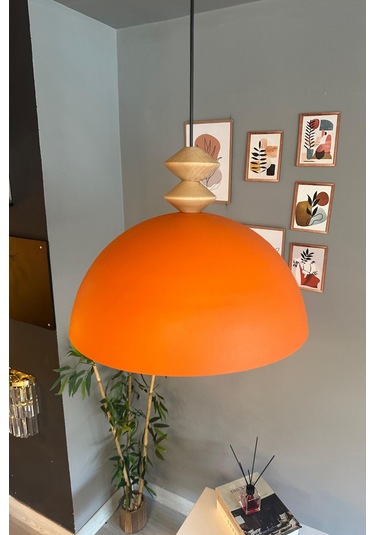 Linate Turuncu Q Kafa Başlık Avize Tekli Sarkıt Salon Kuaför Dekoratif Aydınlatma Turuncu